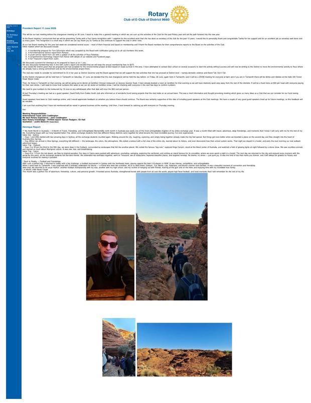Cover of the club bulletin for 6 June 2026